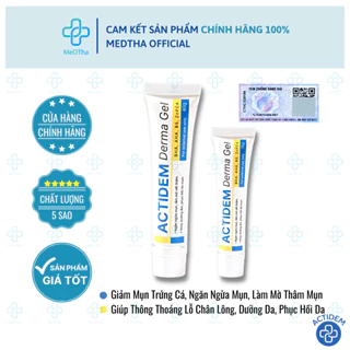 Gel Actidem Derma - Gel Ngừa Mụn, Mờ Thâm, Dưỡng Ẩm, Phục Hồi Da, Dưỡng Da Mịn Màng (Tuýp 18g) [Chính Hãng]