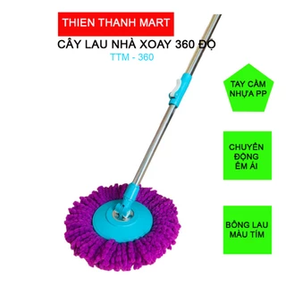 Cây Chổi Lau Nhà Tự Vắt Xoay 360 Độ Thân Inox Kèm Bông Lau