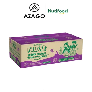 Thùng 24 Túi NuVi Sữa Tươi Trái Cây Tươi Nho  - Túi 110ml - AZAGO - Thương Hiệu NUTIFOOD