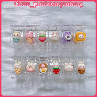 kẹp càng cua trong suốt đính charm hoạt hình thỏ kem dễ thương ( ảnh thật shop chụp )