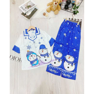 ĐỒ BỘ PIJAMA TAY NGẮN QUẦN DÀI LỤA XƯỚC