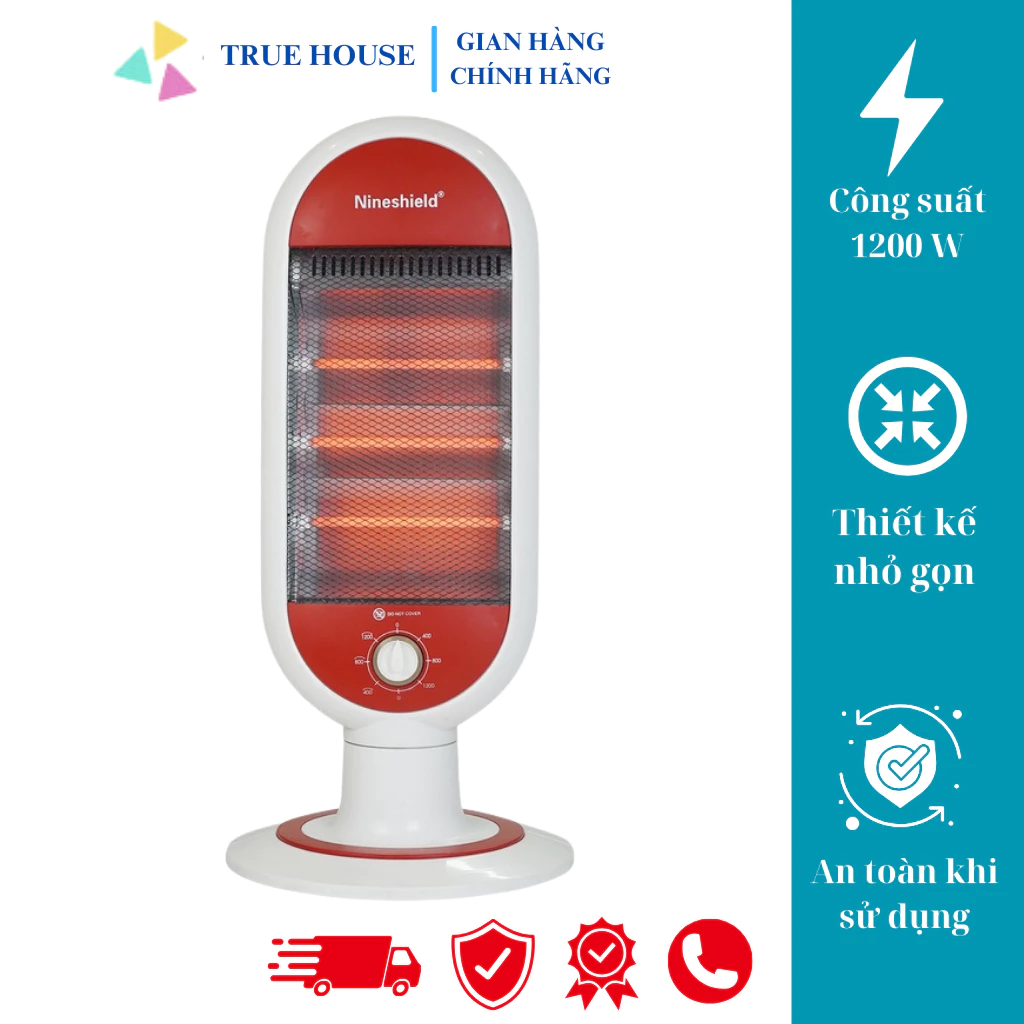 Máy sưởi Halogen NS05SH Quạt sưởi Đèn sưởi hồng ngoại Chính Hãng - TRUE HOUSE - BH 12 tháng