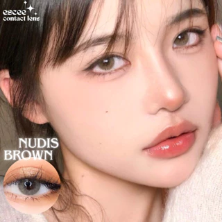 1 Cặp Lens kính áp tròng Nudis Brown độ ẩm cao 60% nâu Tây áp tròng không giãn 13.8mm độ cận 0 - 7 độ (tặng khay gương)