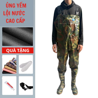 Ủng yếm lội nước, Ủng lội nước liền quần  dăn di phủ cao su chống nước đế cứng ( HÀNG LOẠI 1 )