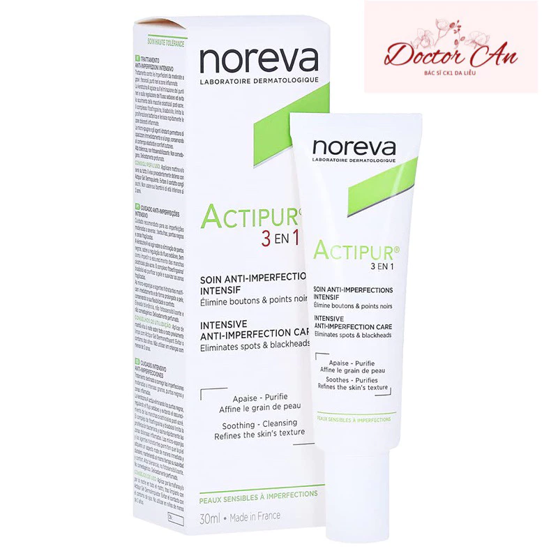 NOREVA NV Actipur 3 En 1 Care cream 30ml. Noreva Kem mụn giảm tiết bã nhờn, làm dịu các vùng bị đỏ, giữ ẩm da