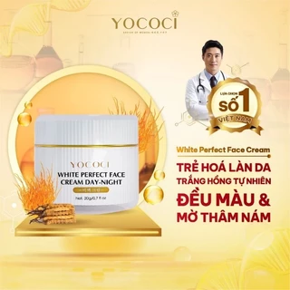 Kem dưỡng ẩm trắng da mờ thâm ngừa lão hoá nếp nhăn cho da mặt Yococi White Perfect Face Cream Day Night 20g