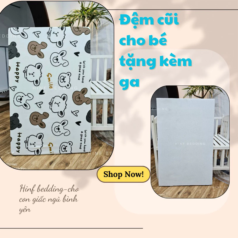 Đệm cũi bông ép cho bé( tặng kèm ga) hàng cao cấp , bông ép nguyên chất , độ mềm phù hợp cho bé