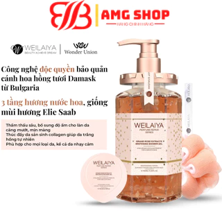 Sữa tắm Weilaiya chính hãng cánh hoa hồng Damask 450ml chính hãng