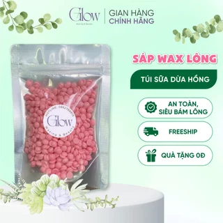 Sáp Wax Lông Sữa Dừa Màu Hồng Túi 100gr GLOW WAXING Cao Cấp, Siêu Bám Lông Dành Cho Da Nhạy Cảm CHE TÊN