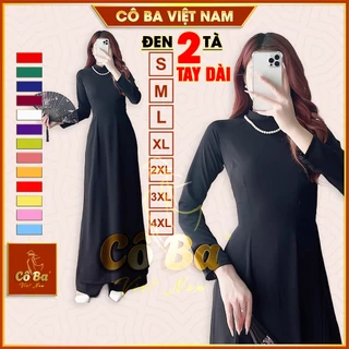 Áo Dài ĐEN 2 Tà Dài Tay Trơn Lụa Mỹ - Chiffon Mềm Mịn Cao Cấp Mặc Lễ Tết Đồng Phục Siêu Đẹp - Cô Ba Việt Nam