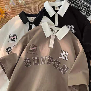 Áo polo nữ unisex tay lỡ form rộng với hình in chữ CaMa Store