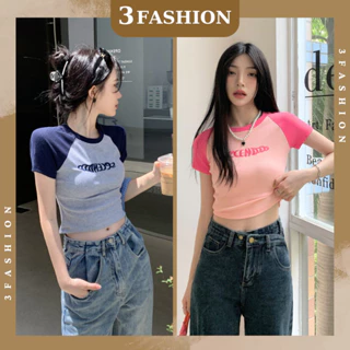 Áo thun croptop HÀNG CHUẨN LOẠI THÊU CHỮ (Có Big Size ) vải thun gân tăm đẹp mềm mịn- 3Fashion A46