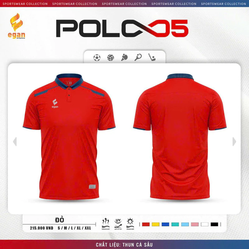 ÁO POLO UV EGAN 05 MÀU ĐỎ MỚI , ĐẸP CHÍNH HÃNG!