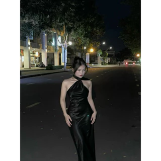 BABICHE Đầm Lụa Yếm Choàng Cổ Hở Lưng Dáng Dài-Selena Dress