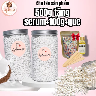 [ TẶNG SERUM+100g+que] 500g sáp wax lông sữa dừa cao cấp premium tẩy sạch mọi loại lông, dùng cả cho da nhạy cảm LYIHOME