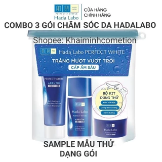 Sét 3 Hadalabo dạng gói mẫu thử: Sữa rửa mặt Hadalabo, dung dịch dưỡng trắng da Hada labo + kem dưỡng trắng da Hada labo