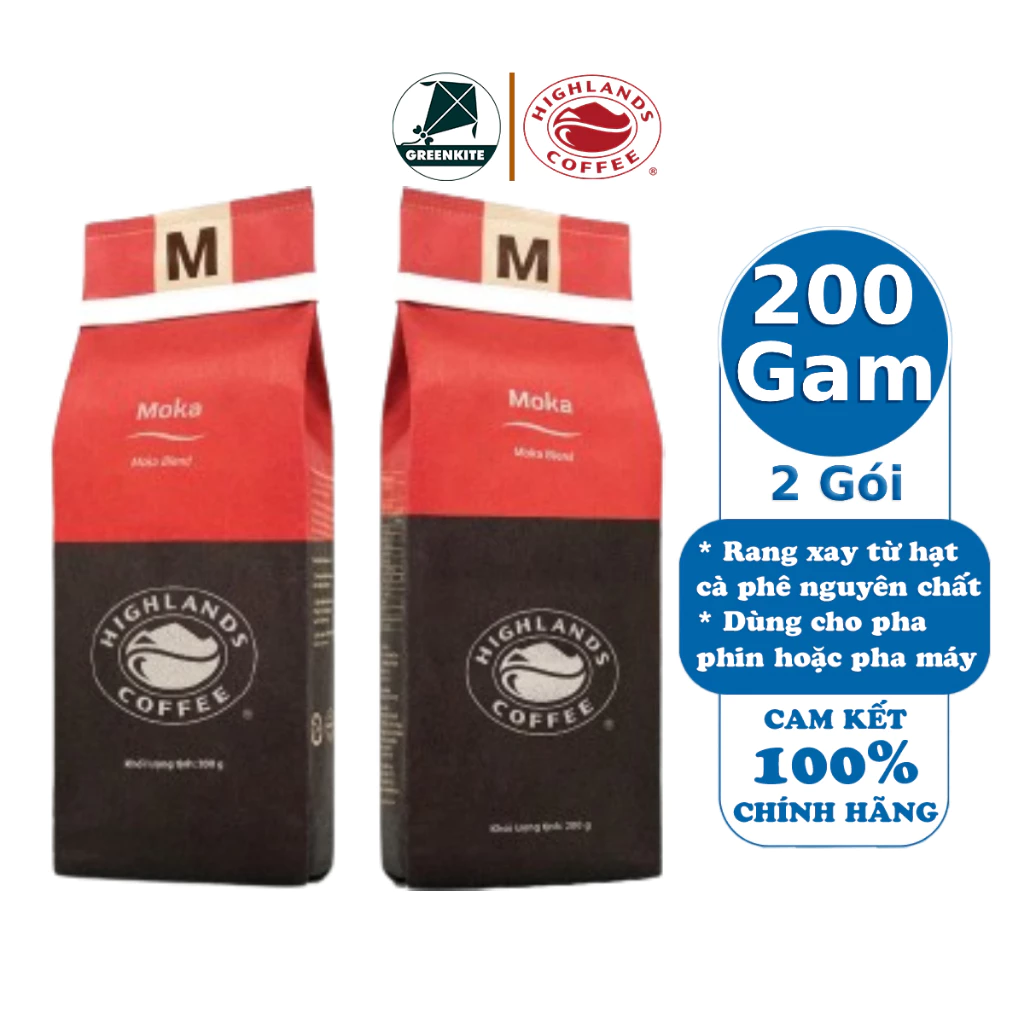[Combo 2 gói] Cà phê rang xay Moka Highlands Coffee 200g