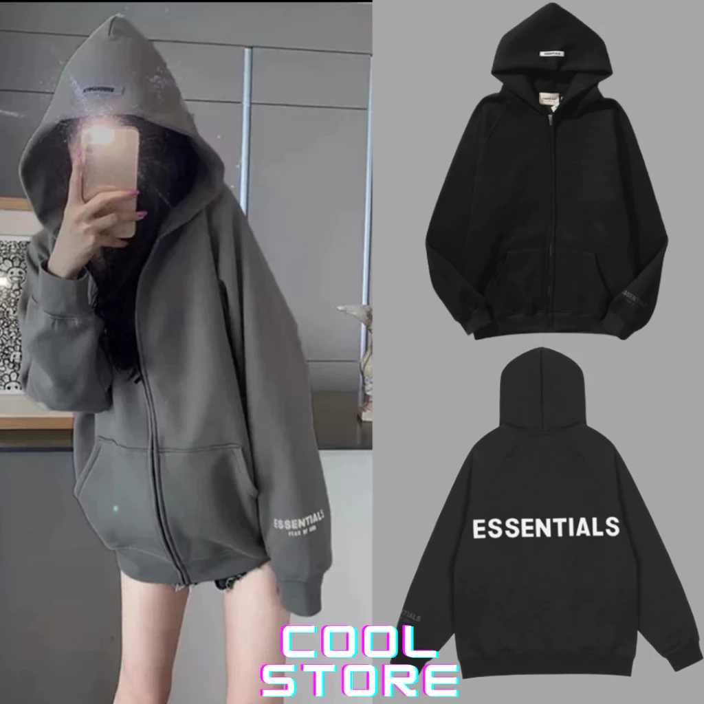 Áo khoác nỉ hoodie ZIP ESSENTIALS cực hót form rộng , hàng chuẩn chính hàng , dày dặn , tag mác đầy đủ COOL STORE