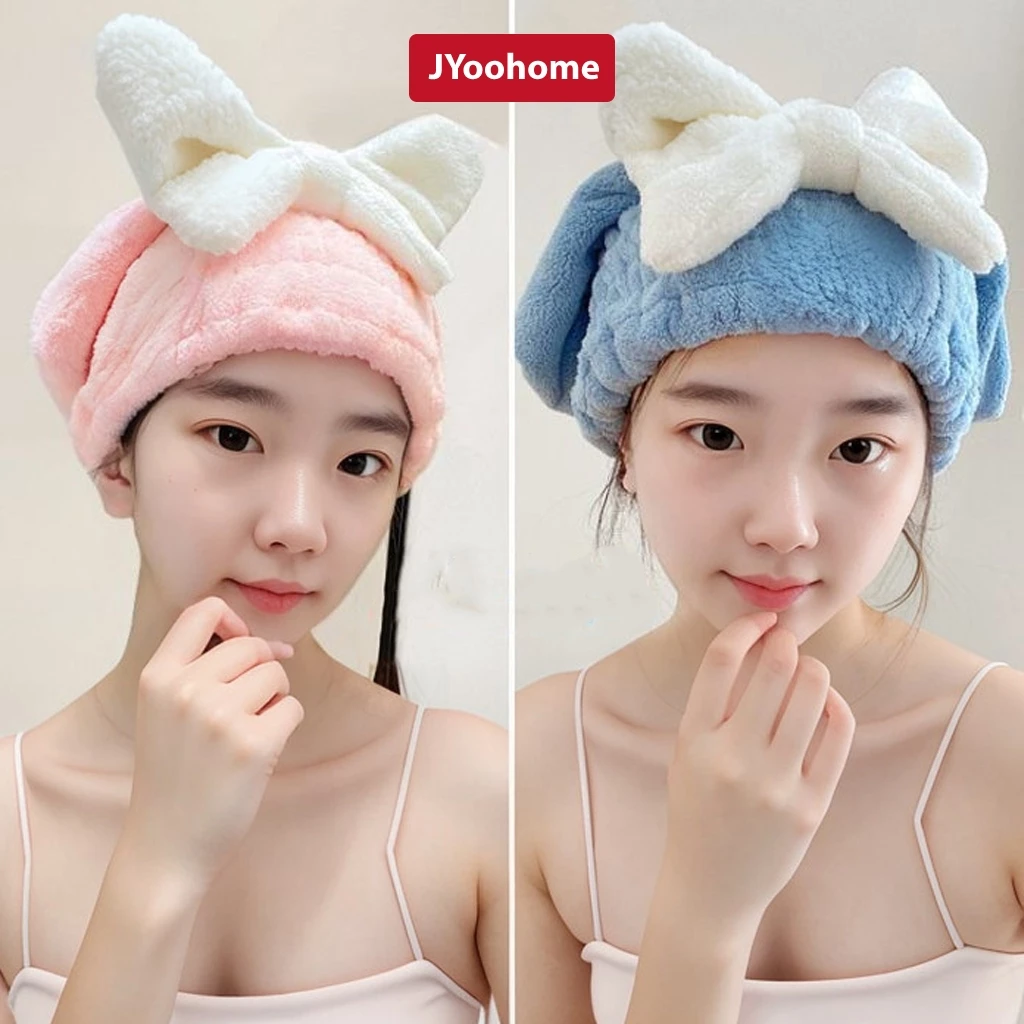 Mũ ủ tóc chùm đầu nhanh khô JYoohome Vải mềm mại, Khăn quấn ủ tóc thấm hút nước Khăn lau tóc gội đầu