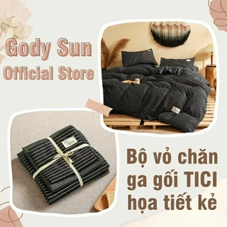 Bộ chăn ga gối Cotton Tici kẻ 4 món cao cấp nhập khẩu