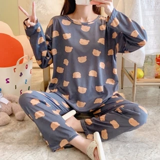 Set đồ bộ ngủ nữ mặc nhà ulzzang pijama gấu nâu DN134 (có ảnh thật)