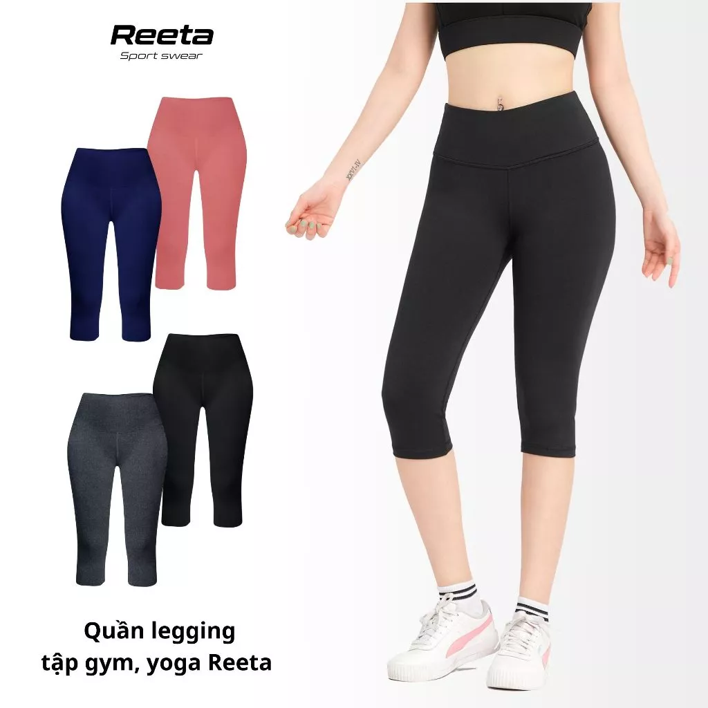 Quần legging thể thao lửng ngang gối nữ Reeta, co giãn 4 chiều, nâng mông tự tin tập luyện - A1791