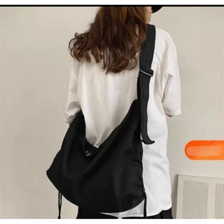 Túi tote đeo vai đeo chéo, vải canvas dây rút form to nam nữ ulzzang hàn quốc: RÚT NÚT