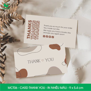 MCT06 - 9x5.4 cm - 50 Card Thank you, Thiệp cảm ơn khách hàng, card cám ơn cứng cáp sang trọng