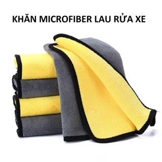 Khăn Microfiber 2 Lớp Lau Xe Ô Tô, Nhà Cửa Chuyên Dụng, Vải Bông Mềm, Thấm Hút Cực Tốt