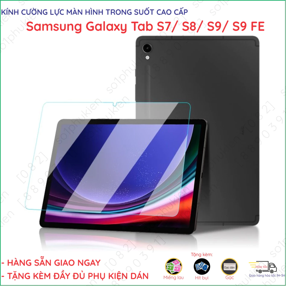 Kính cường lực màn hình Samsung Galaxy Tab S7/ S8/ S9/ S9 FE 11 inch trong suốt mài cạnh cao cấp