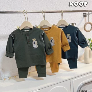 Bộ dài tay XOOP cotton BC 100% lé nách in họa tiết dễ thương cho bé (10-21kg) XD60,Đồ bộ thời trang Xưởng May Phúc Yến