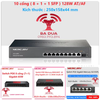 Bộ Chia Mạng Switch Poe Gigabit Mercury 4 , 5 , 6 , 7 , 8 10 cổng port MSG05CP MSG08CP SG105PL MS06CP MSG10CP SG110PL