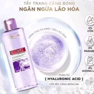 (95ml 2026) Nước tẩy trang Loreal Paris Pure Revitalift Hyaluronic Acid cấp ẩm căng mịn da - nước tẩy trang Loreal tím