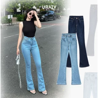 Quần jeans loe dài túi nắp lưng cao