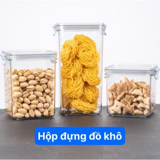 Hộp đựng thực phẩm đồ khô, ngũ cốc trái cây sấy, sữa bột Hokori Việt Nhật, Hộp bảo quản đồ ăn trong suốt nắp kín an toàn