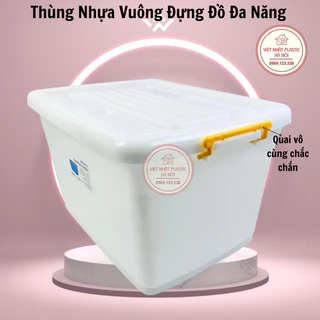 Thùng Nhựa Vuông Đựng Đồ Đa Năng Có Bánh Xe Việt Nhật 55L/ 75L/85L/90L