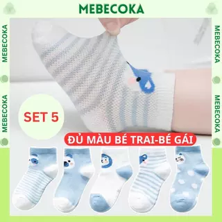 Tất cho BÉ TRAI cổ cao vớ trẻ em SET 5 ĐÔI chất cotton ấm áp co giãn thoải mái hoạ tiết siêu đáng yêu