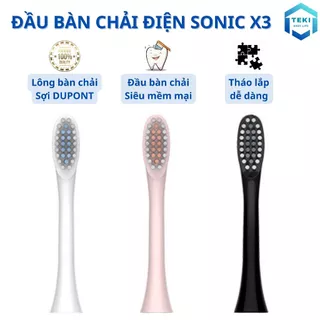 Đầu bàn chải điện đánh răng Sonic X-3 đầu tròn chống thấm lông lụa Dupont mềm mại DBC01 | TEKI