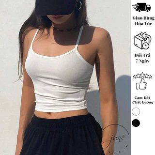 Áo hai dây nhỏ dáng dài JUNE.SG Áo croptop 2 dây dáng dài form dài ôm body D069