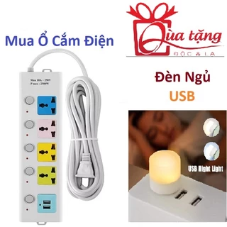 Ổ cắm điện đa năng thông minh kèm 2 cổng sạc USB đa năng và 4 lỗ cắm, Dây Cáp Dày Chất Lượng Cao 100%