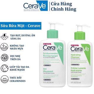 Sữa Rửa Mặt CeraVe SA Smoothing, Hydrating, Foaming Clean - Cho Da Dầu Mụn, Khô, Nhạy Cảm Size 236ml