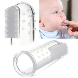 Bàn chải đánh răng xỏ ngón silicon mềm mại, an toàn cho bé