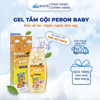 Gel tắm gội Peron Baby giảm rôm sảy, bã nhờn, mụn sữa, giữ ẩm, không paraben an toàn trẻ sơ sinh