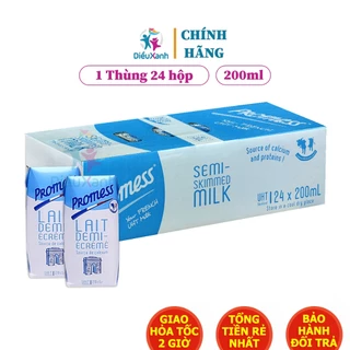 [ Thùng 24 Hộp ] Sữa Tươi Ít Béo Promess 200ml - Nhập Khẩu Pháp