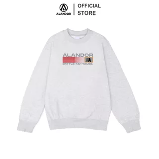 Áo nỉ sweater Alandor chất liệu cotton lót bông mềm mại màu xám tiêu, be, đen form rộng tay bồng mẫu Battle Kid