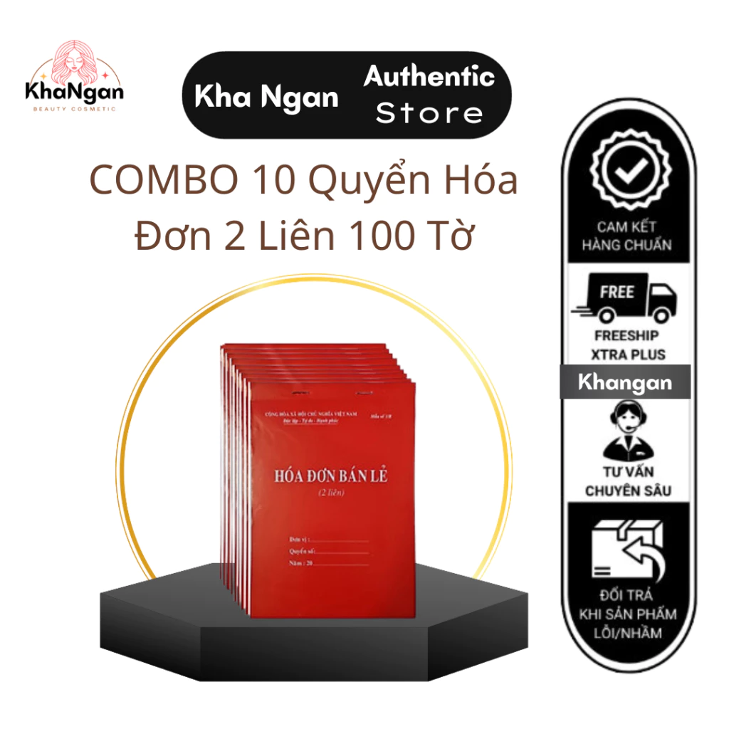 Combo 10 quyển hóa đơn 2 liên có rãnh xé, 100 tờ