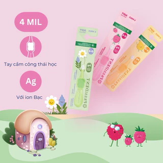 Bàn chải đánh răng trẻ em PresiDENT Kids Lông bàn chải siêu mềm cho Trẻ từ 0-4 tuổi 4MIL - Soft, Ion bạc kháng khuẩn