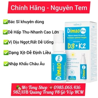 (Mua2-TặngBÌNHNướcXINH)Vitamin D3K2 MK7 hiệu DIMAO PRO 25ml-Hỗ trợ Tăng Chiều Cao(Dạng Xịt-Dễ Uống)