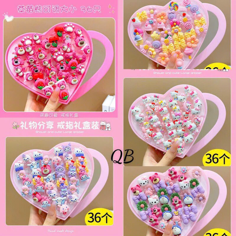 TD333 Set 36 nhẫn trẻ em nhiều hình ngộ nghĩnh