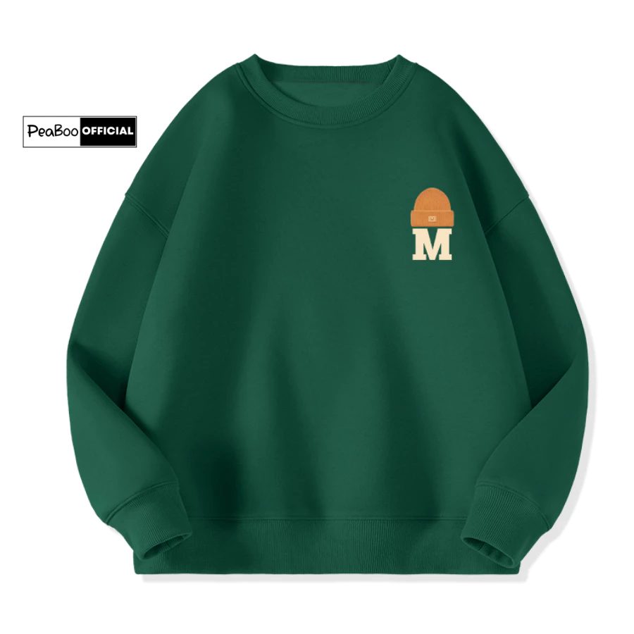 Áo Sweater Logo M Nam Nữ By PEABOO Unisex Chất Nỉ Lót Bông Form Rộng